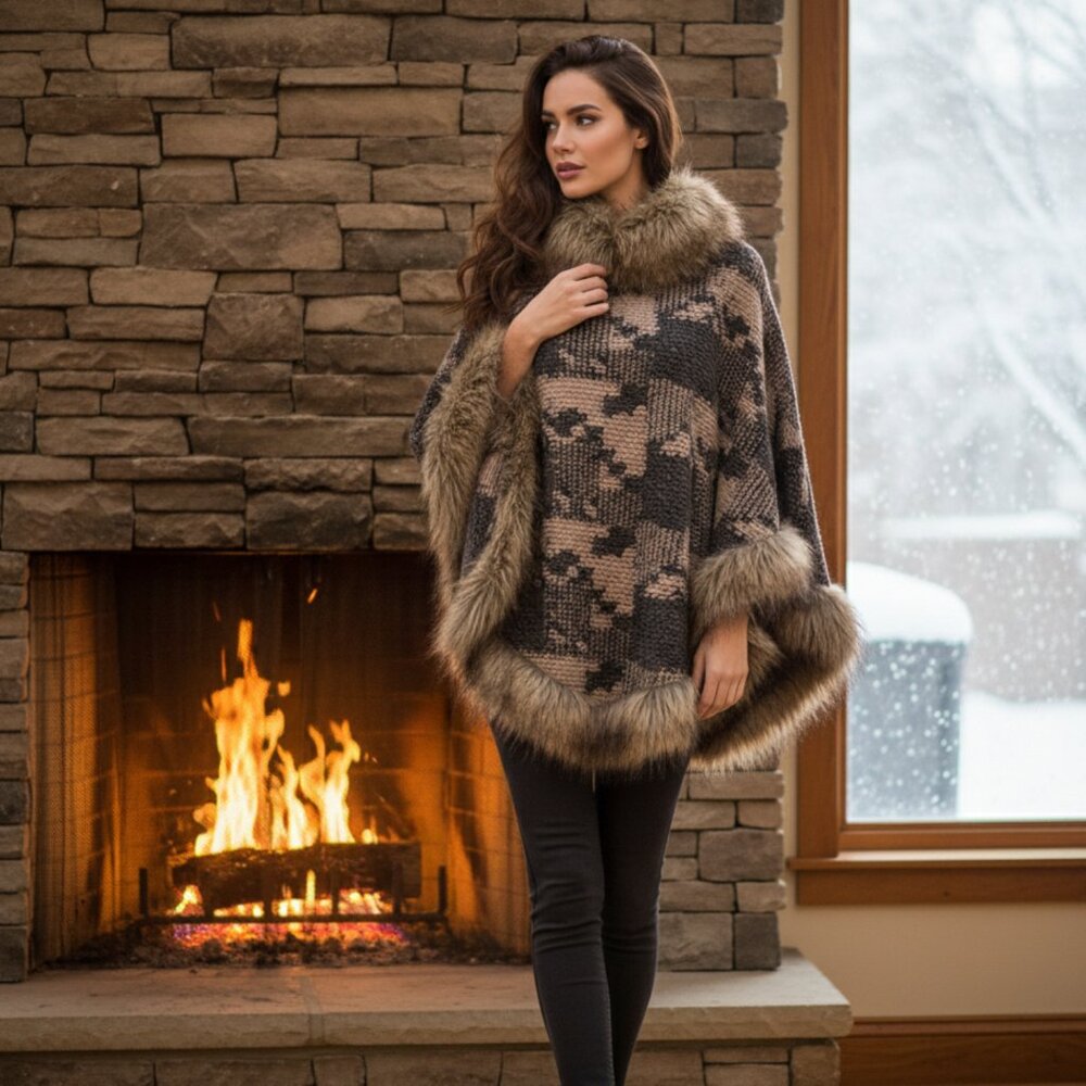 Italian Wool Blend Poncho
